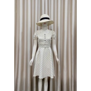 *Đầm Chấm Bi Eo Xòe Thắt Nơ Xinh Xắn tay ngắn thích hợp đi chơi dạo phố,mua sắm