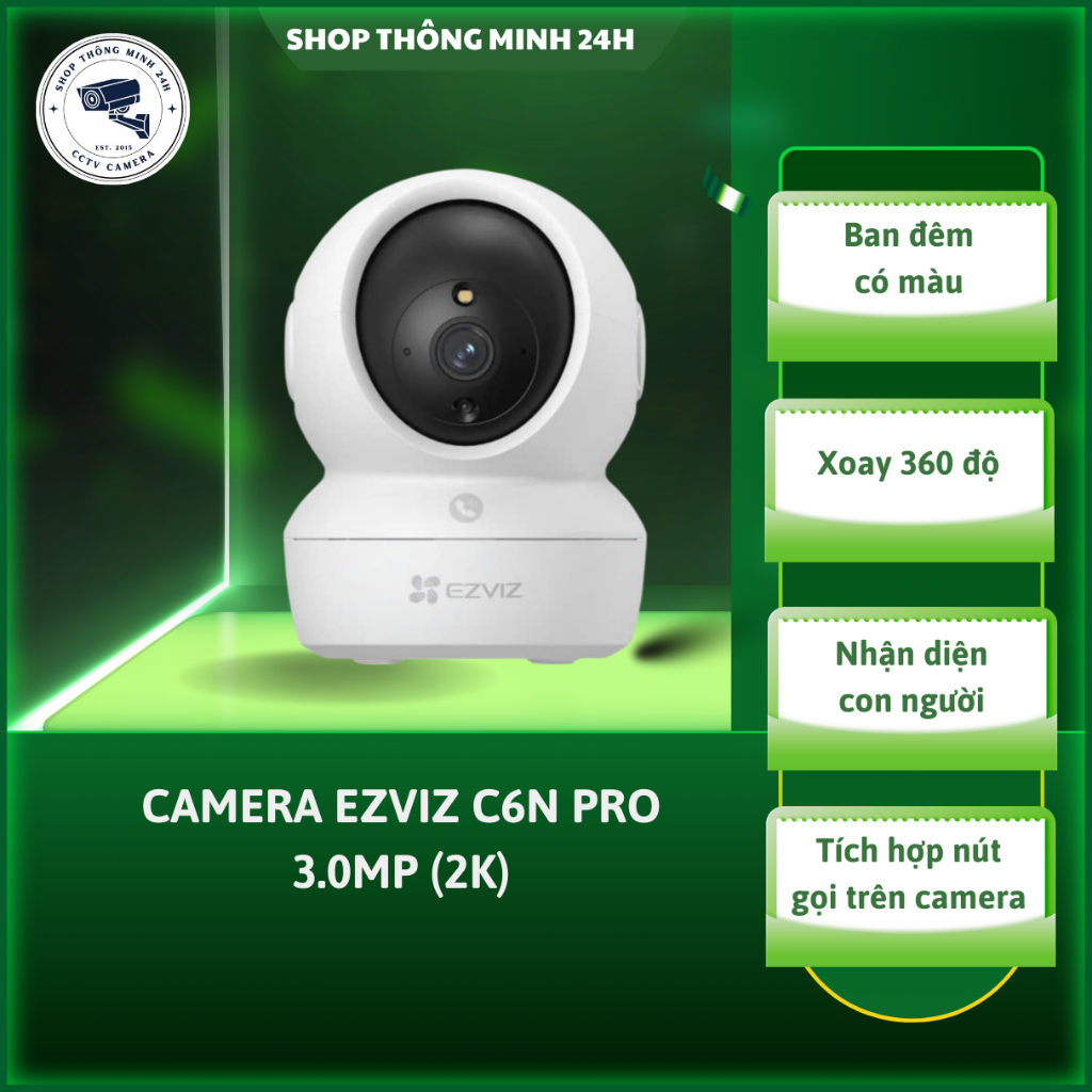 Camera Wifi Ezviz C6N Pro 3.0MP, Ban Đêm Có Màu, Chính Hãng Ezviz Việt Nam