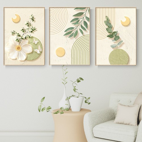 Tranh Treo Tường Phong Cách Retro Decor Nhà - Bộ Tranh Màu Pastel Trang Trí Phòng Khách, Phòng Ngủ, 