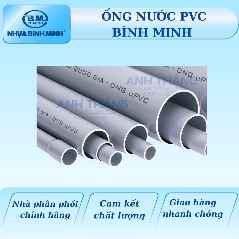 Ống Nước U-Pvc NHỰA BÌNH MINH size 21,27,34 Dài 60cm-80cm-1m-1m5