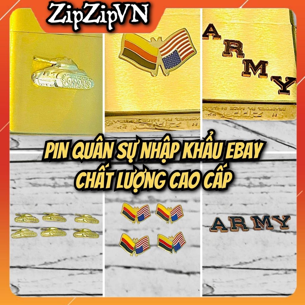 Mảnh Emblem PIN chủ đề quân sự dán trang trí Zippo