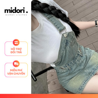 Váy yếm jean nữ ngắn hottrend 2024 MS23, Yếm bò jean dáng ngắn 1 bên cá tính Hàn Quốc
