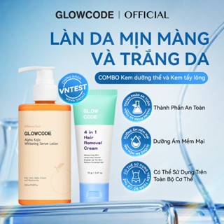   MUA 2 GIẢM 10%  Combo kem tẩy lông và kem dưỡng thể Glowcode tẩy lông tay chân dưỡng ẩm body với Niacinamide 70g+280ml 