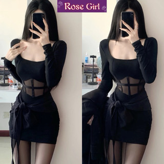  Đầm body đầm tay dài phối lưới cột dây dự tiệc sang chảnh 346 