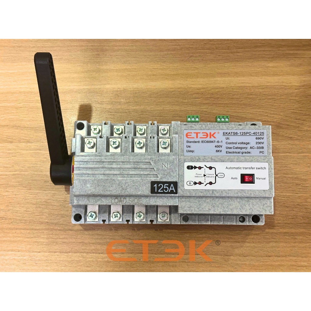 ATS Tự Động ETEK 125A 4P | Bộ Chuyển Nguồn Tự Động EKATS6-125PC-40125 | ATS Cho Máy Phát Điện, Điện 