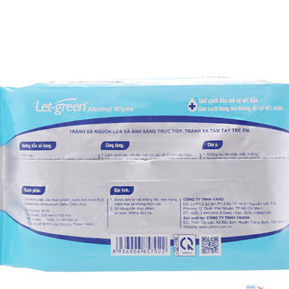 Khăn ướt cồn Let green 50 miếng
