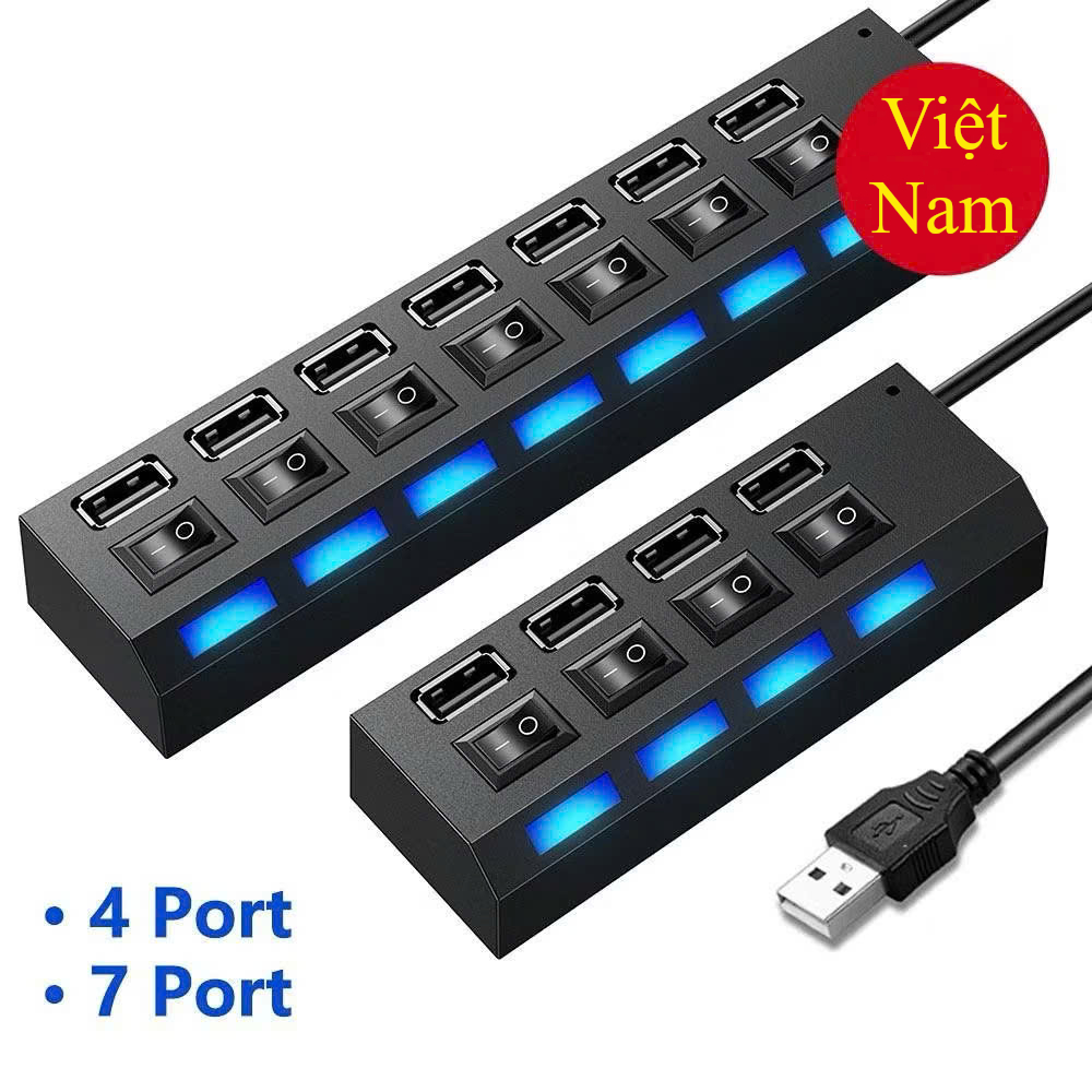 Bộ chia USB Hub Bộ chuyển đổi USB ON OFF đa năng cho máy tính xách tay PC USB Hub bộ chia có công tắc LED