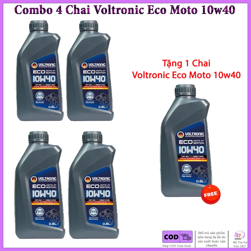 Combo 4 Chai Voltronic ECO Moto Dành Cho Xe Máy - Tặng Kèm 1 Chai Voltronic ECO Moto Cùng Loại
