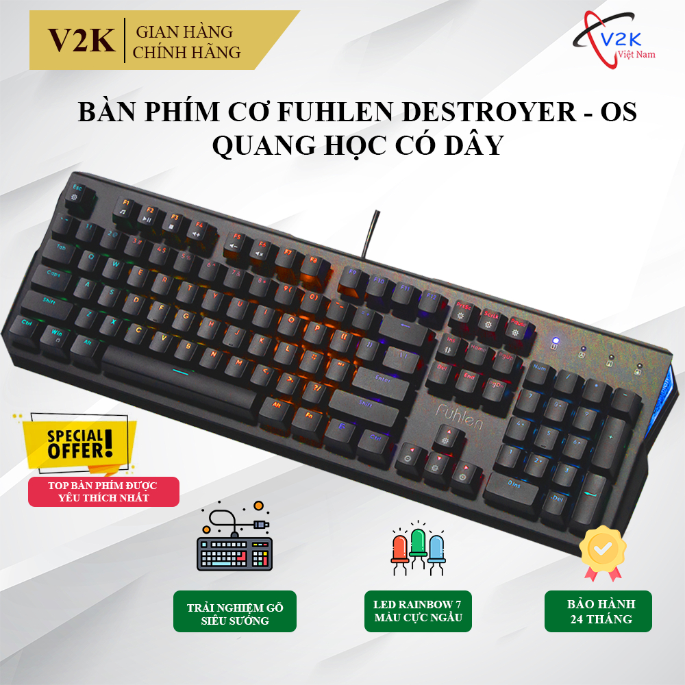 Bàn Phím Fuhlen Destroyer Nhập khẩu (Black/ USB 2.0) - Bảo hành 24 tháng