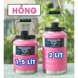  Bình Giữ Nhiệt Vacum Dáng To inox 304 - 2000ml 1500ml Dung Tích Lớn Dáng Lùn Miệng Rộng Tay Cầm Chắc chắn   núm vặn  
