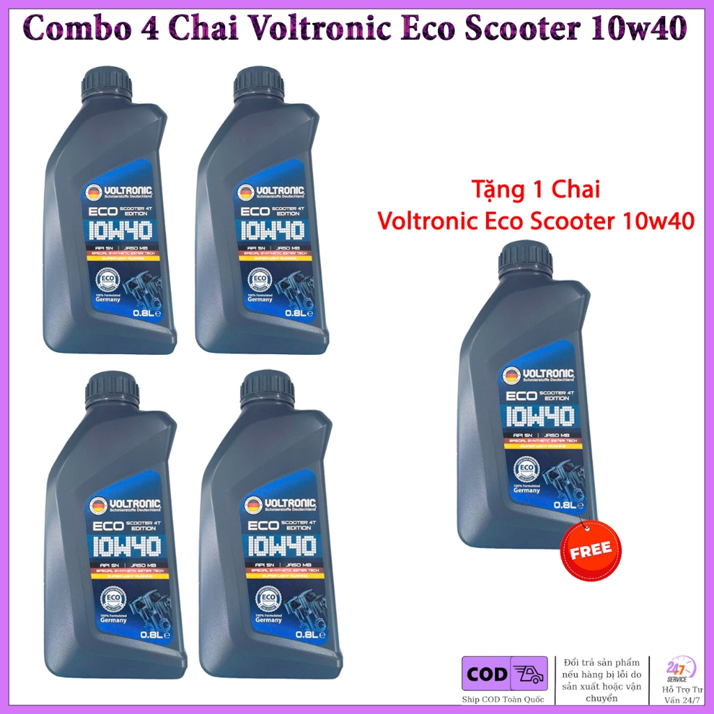 Combo 4 Chai Voltronic ECO Scooter Dành Cho Xe Tay Ga - Tặng Kèm 1 Chai Voltronic ECO Scooter Cùng L