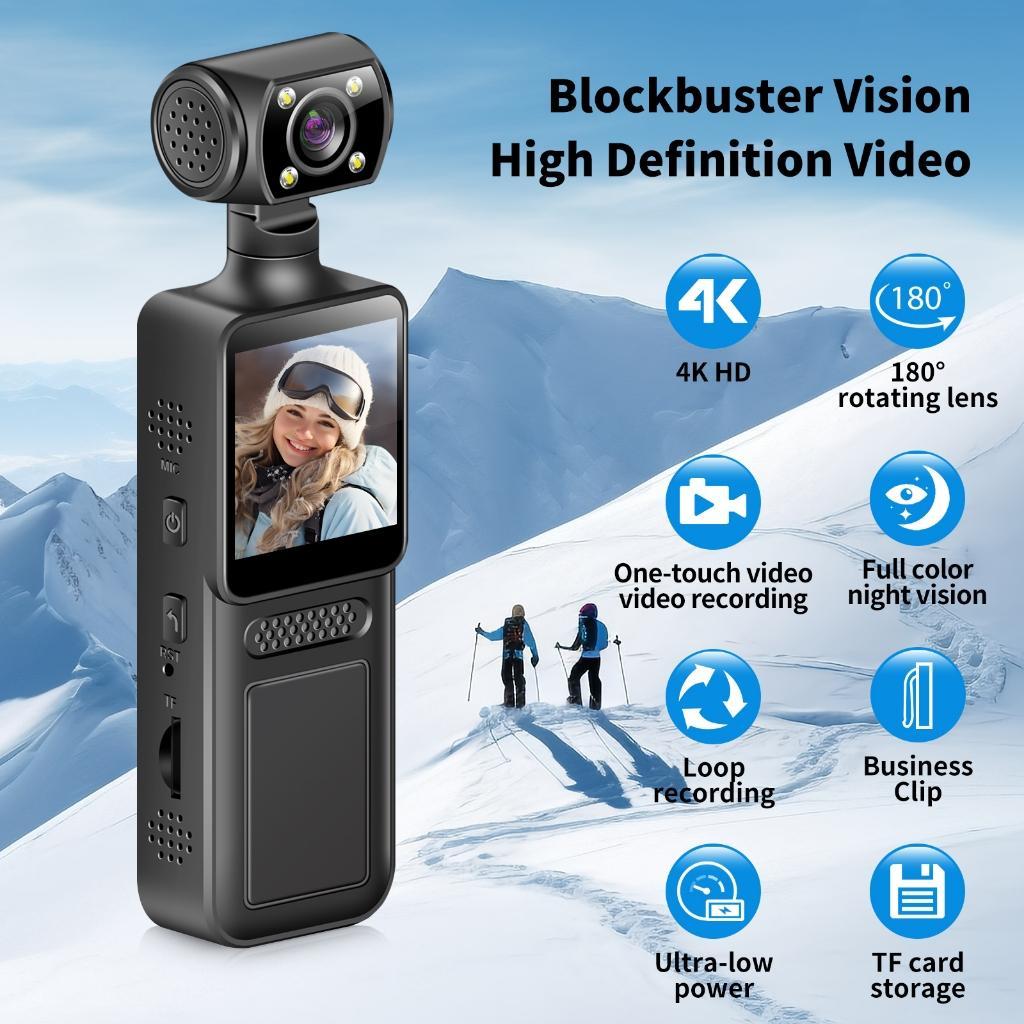 Camera Mini bỏ túi 4K, Camera thể thao HD 4K, Camera mini Wifi xoay 180 độ có vỏ chống nước