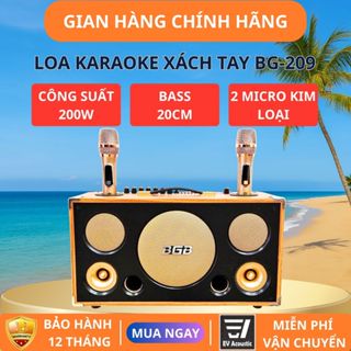  BGB | BG-209 | Loa Karaoke Xách Tay | Công Suất 200W | Bass 20cm | 5 Đường Loa 3 Đường Tiếng | Micro Kim Loại Cao Cấp 