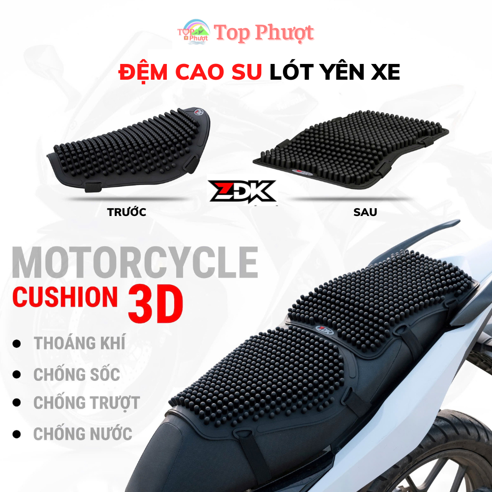  Miếng Đệm ZDK Ngồi Yên Xe Máy Lót Cao Su Gắn Yên Trước Yên Sau Ngồi Mát Xa Thoáng khí Chống nước 