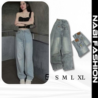 Quần Jean Suông Nữ NABI Fashion NB5669 Mẫu Trơn Basic Dễ Mix Đồ Quần Bò Ống Rộng Chất Jean Mền Ôm Eo Dài Dáng Đứng