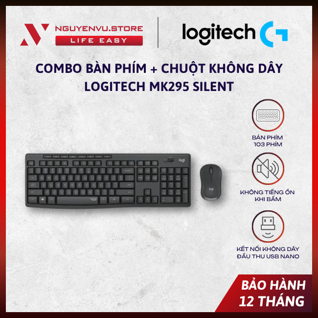 [CHÍNH HÃNG] Bộ phím chuột không dây Logitech MK295 Silent Wireless [BẢO HÀNH 12 THÁNG]