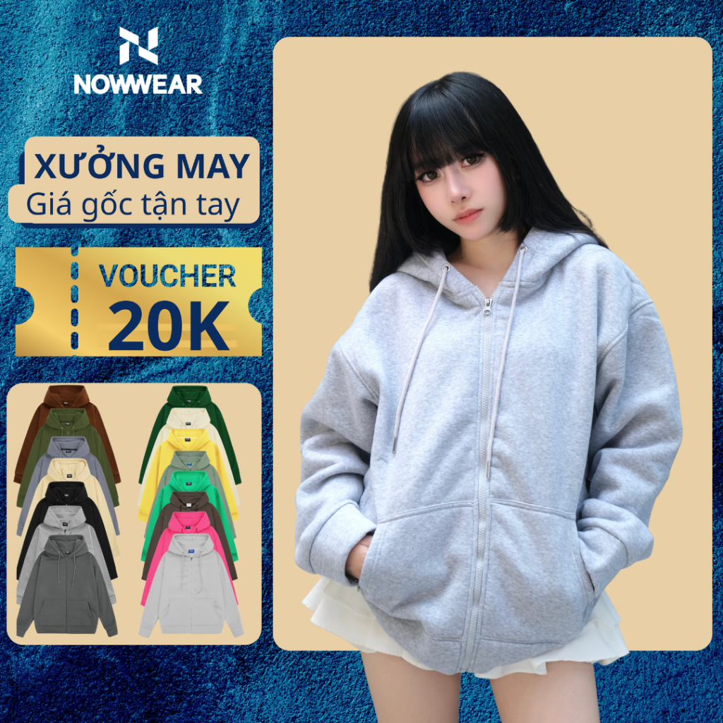 Áo khoác Hoodie Zip Nowwear Local Brand Unisex " LOGO TAG" HDZ01 chất Nỉ Bông form rộng mũ 2 lớp | BigBuy360 - bigbuy360.vn