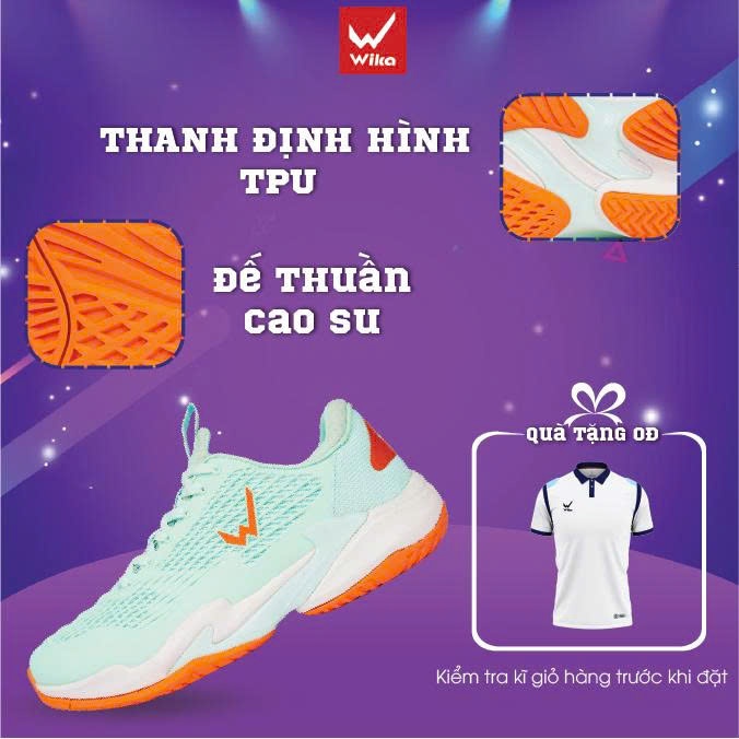 Giày thể thao Picleball Wika Astro Chính Hãng,Upper KPU Kết Hợp Vải Dệt Thoáng Khí, Nhẹ, Êm