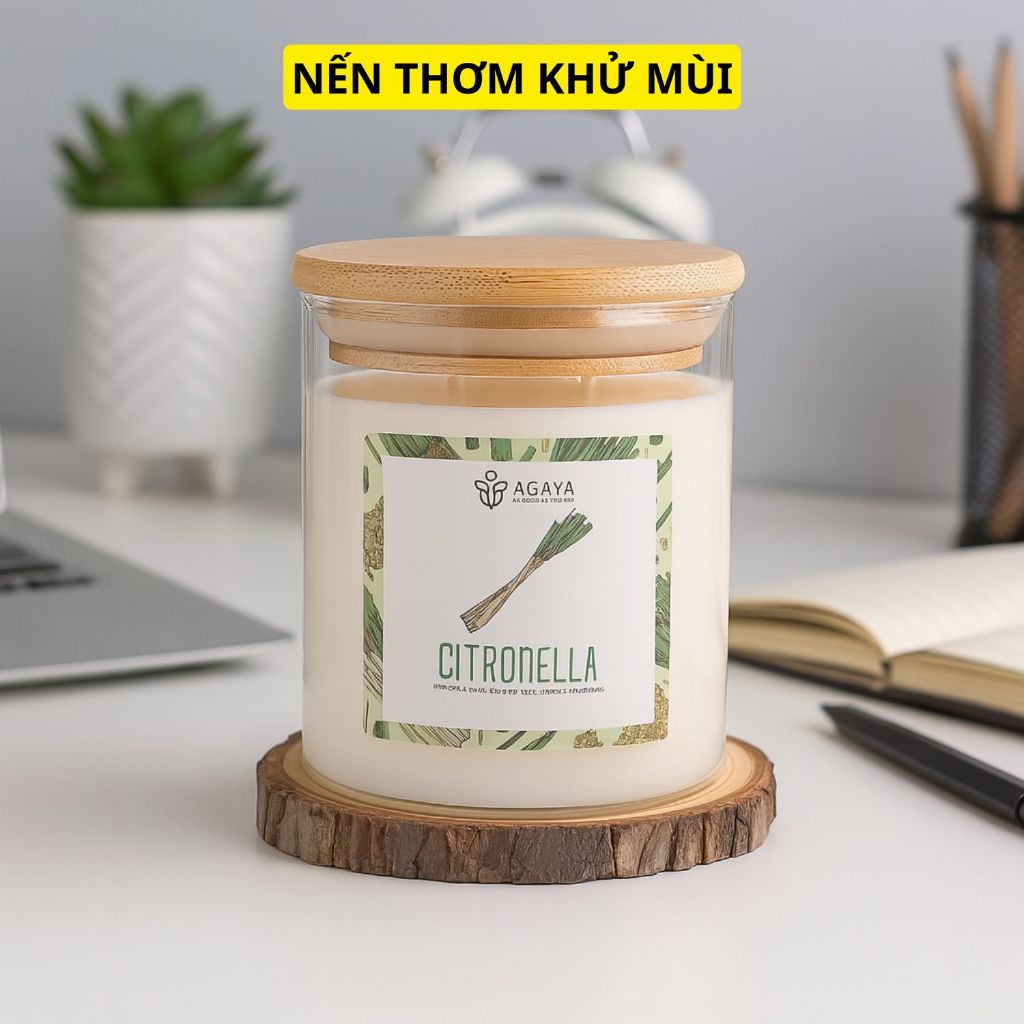 Nến Thơm Citronella AGAYA Tự Nhiên Khử Mùi, Đuổi Muỗi