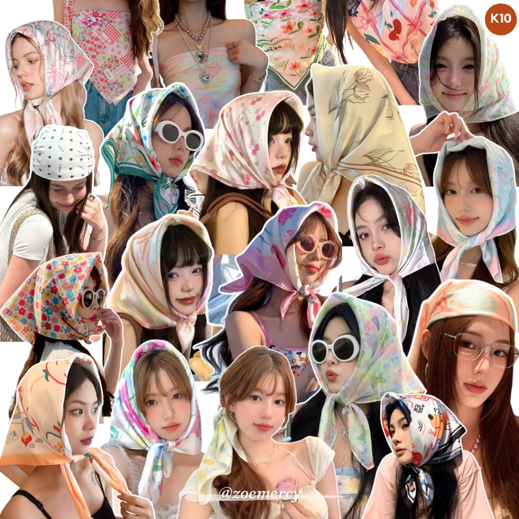 [SẴN]🍊70cm-Khăn Bandana vuông dùng quàng cổ, trùm đầu, làm áo,buộc cùng túi, buộc tóc style đồng quê Pháp (K10)-P1