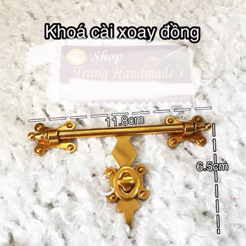 Khoá cài xoay màu đồng phụ kiện túi xách