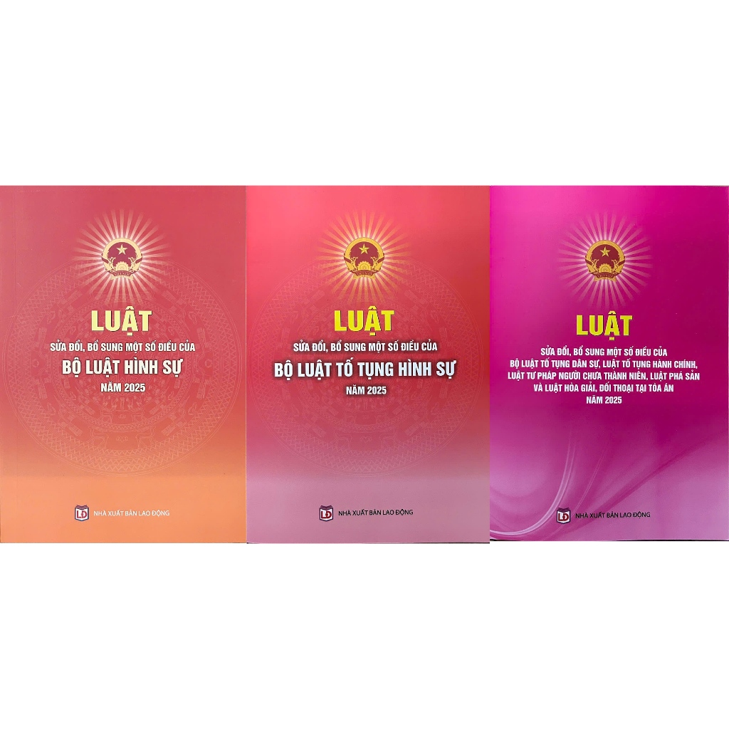 Combo 3 Cuốn Luật Sửa Đổi,Bổ Sung Một Số Điều Của Bộ Luật Hình Sự, Bộ Luật Tố Tụng Hình Sự, Bộ Luật 
