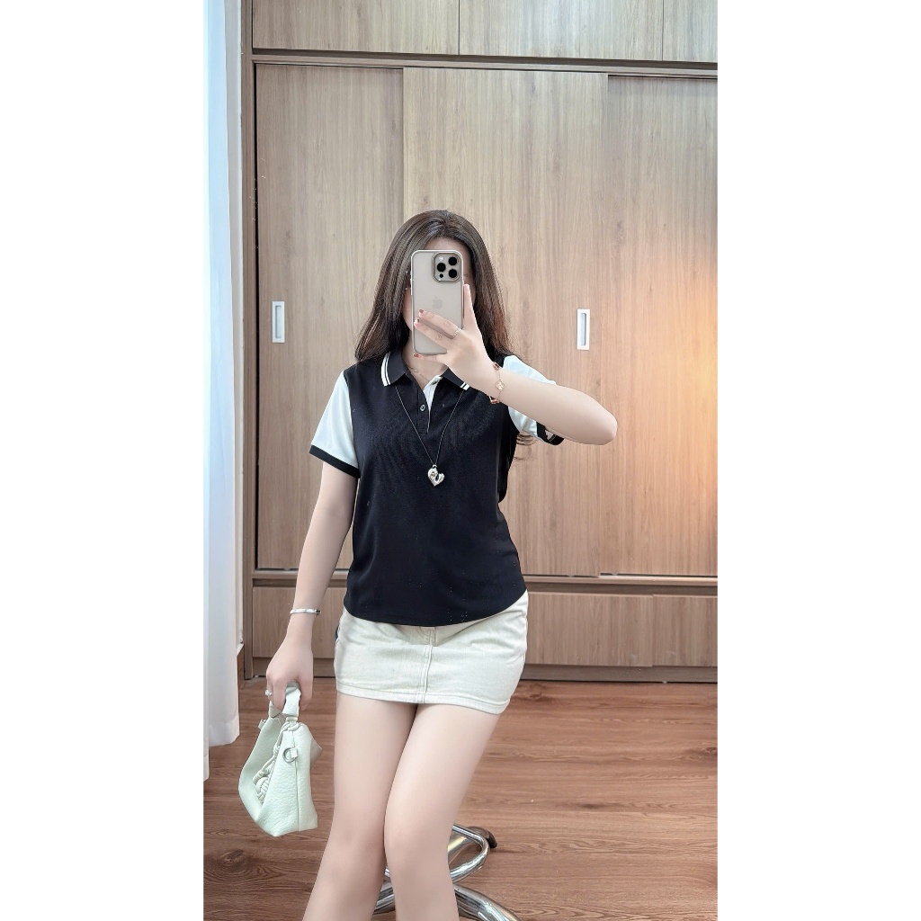 Áo Polo nữ tay phối cách điệu ,phong cách dễ mặc from vừa dễ thương có size tới 85kg ( M16) | BigBuy360 - bigbuy360.vn