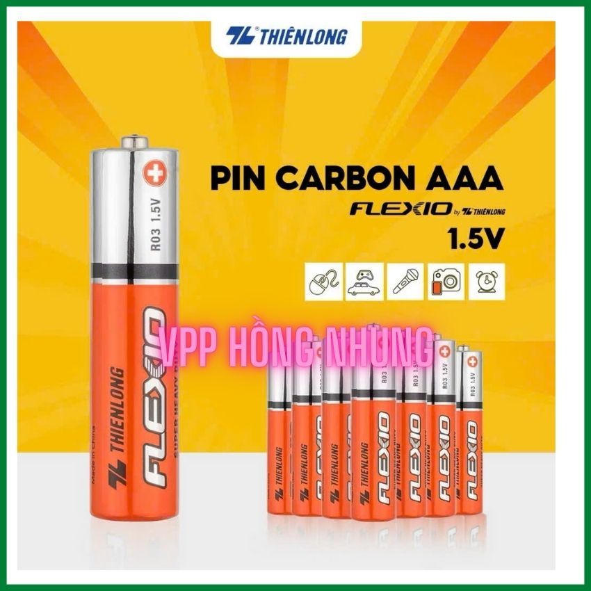 Pin Tiểu FLEXIO 1.5 V Thiên Long - pin Than/PIN Carbon Thiên Long AA/AAA, Hạn sử dụng 3 Năm, Dạng Lố