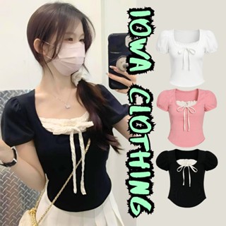 Áo Croptop Nữ CỔ BÈO TAY PHỒNG Buộc Nơ Vạt Tròn Bầu Chất Thun Gân CR75, Áo Ôm Body Kiểu Trơn Ôm Body IOWA