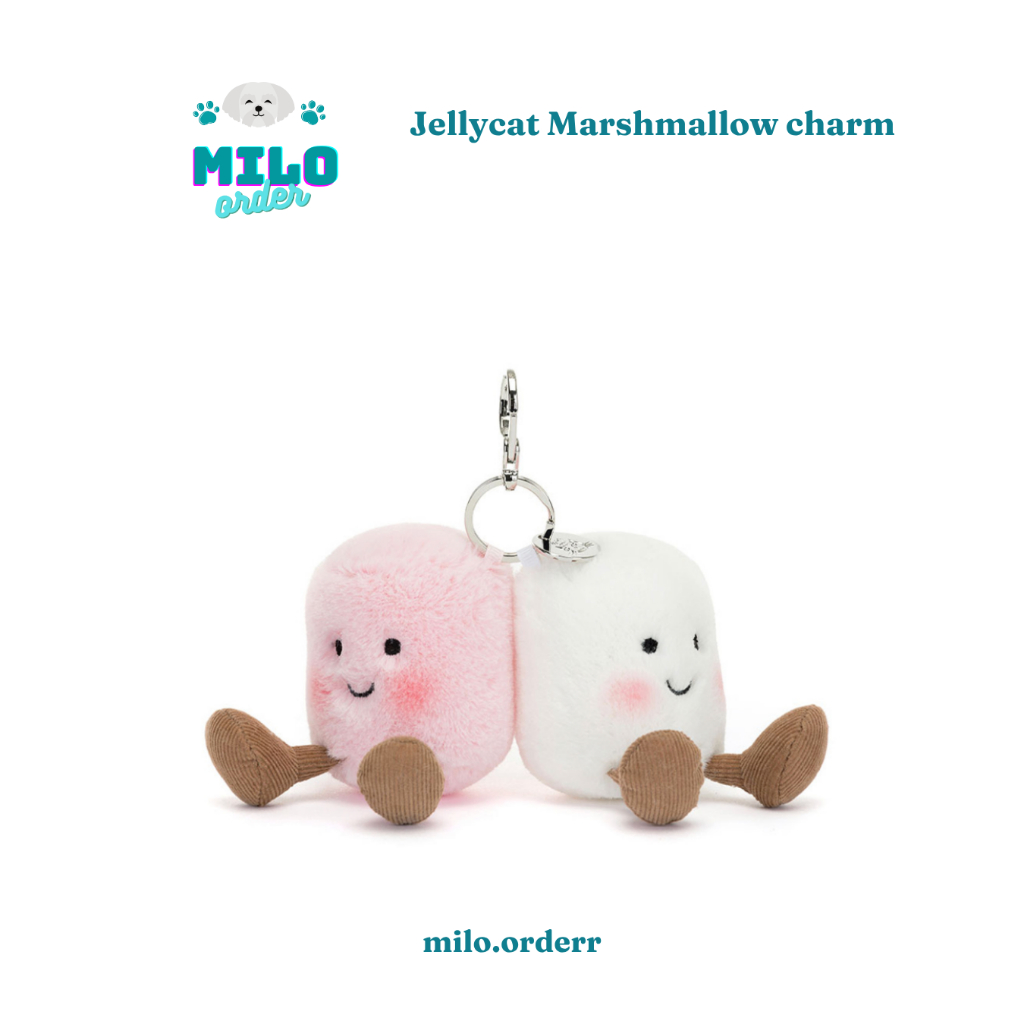 (CÓ SẴN) Jellycat Marshmallow bag charm móc khóa gấu bông