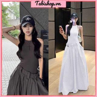 Đầm maxi cổ yếm thiết kế giả set lạ mắt TABISHOP Váy dài nữ màu trắng mặc hè đi biển du lịch sang chảnh(185)