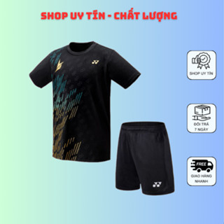 Bộ Quần Áo Cầu Lông Yonex Nam Nữ Phối Hợp Màu Xanh Trắng Nổi Bật Trong Thi Đấu A3