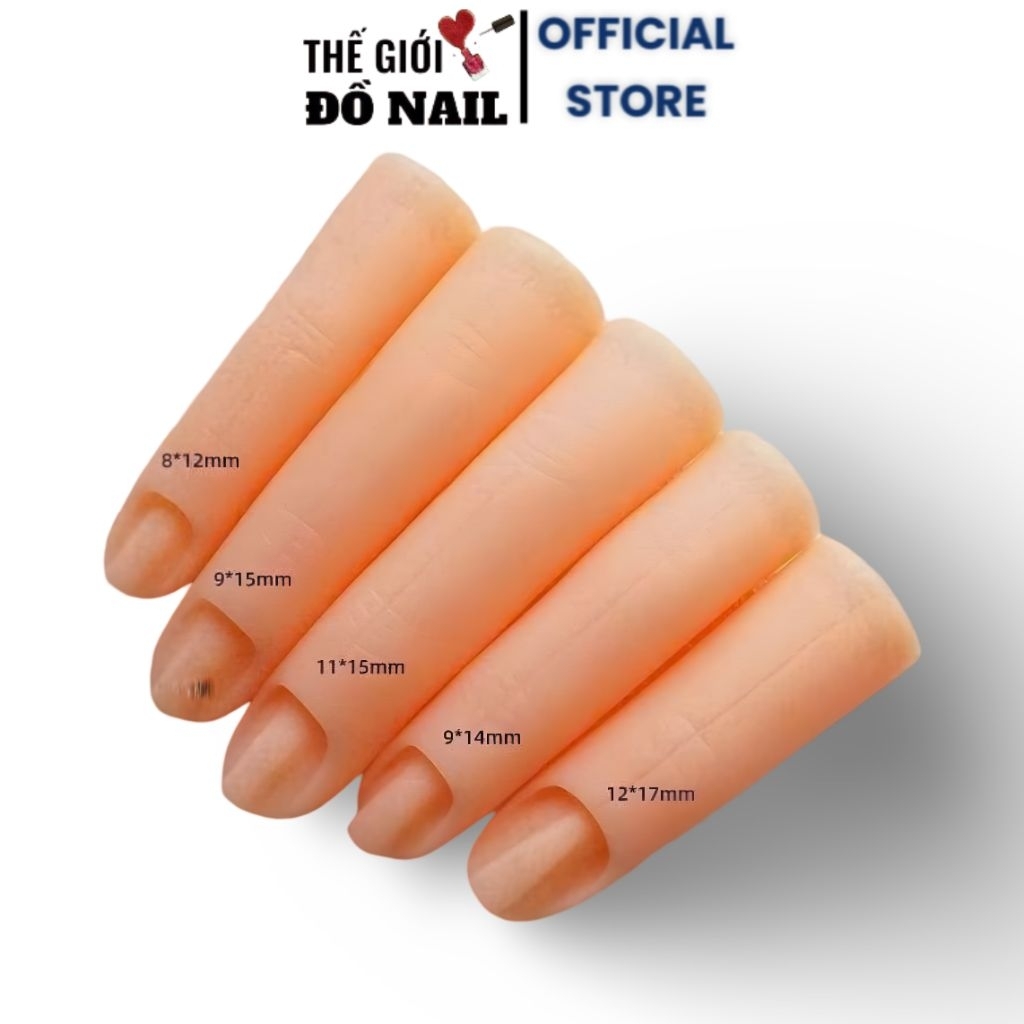 Bộ 5 ngón tay giả silicon thực hành nail - Set 5 ngón tay giả cho học viên nail luyện tập dũa form m