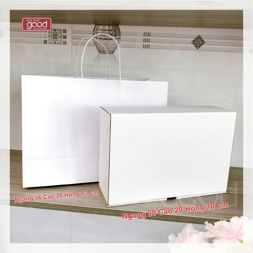 Combo túi và hộp đựng quà size to, túi hộp đựng giày dép nam nữ, hộp carton trắng to gói hàng túi gi