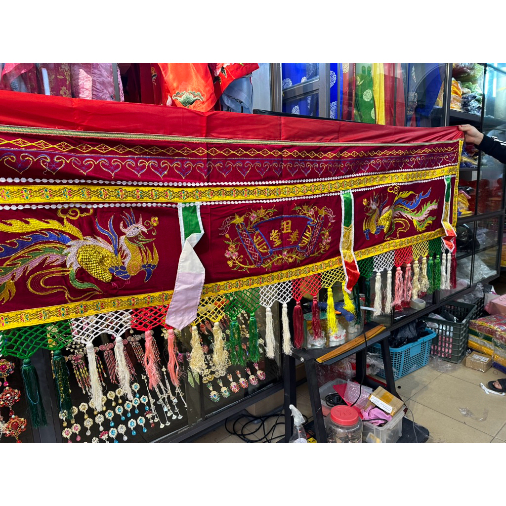 Y môn treo ban thờ gia tiên vải nhung thêu Phượng hàng kỹ đẹp