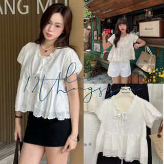  ÁO BABYDOLL PHỐI CỔ THẮT NƠ CHẤT REN THÊU HOA TAY BÈO SIÊU XINH 12 Tháng Sáu MA 499 