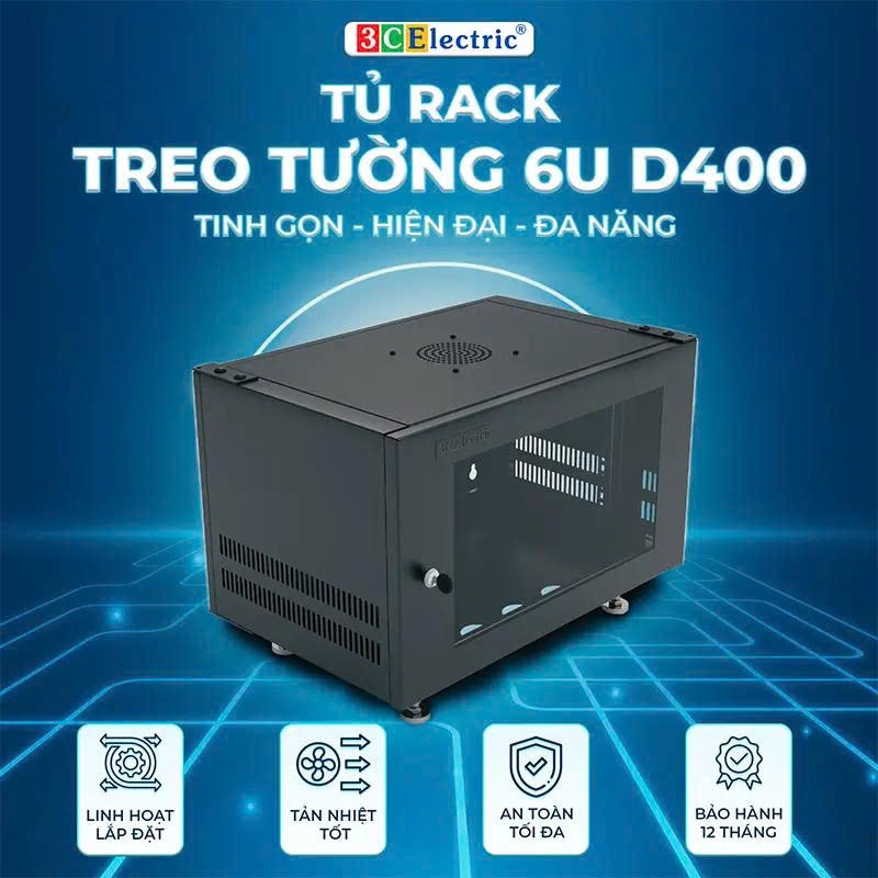 Tủ rack treo tường 6U sâu 400
