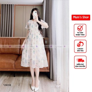  Đầm bầu xinh Mum's shop VH210 màu sang nhẹ nhàng  mát mẻ mẹ bầu mặc đi làm đi tiệc đều xinh 