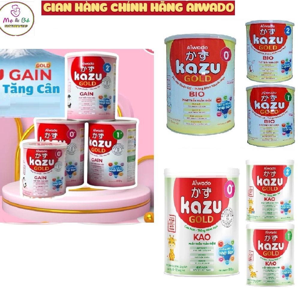 Sữa Bột Kazu Gold Gain/Bio/Kao 0+, 1+ 2+ 810g cho bé phát triển toàn diện [Date mới nhất]