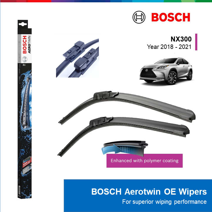BỘ GẠT MƯA BOSCH AEROTWIN EURO SET A156S 26" & 16": LEXUS NX300 ĐỜI XE 2018 ĐẾN 2021