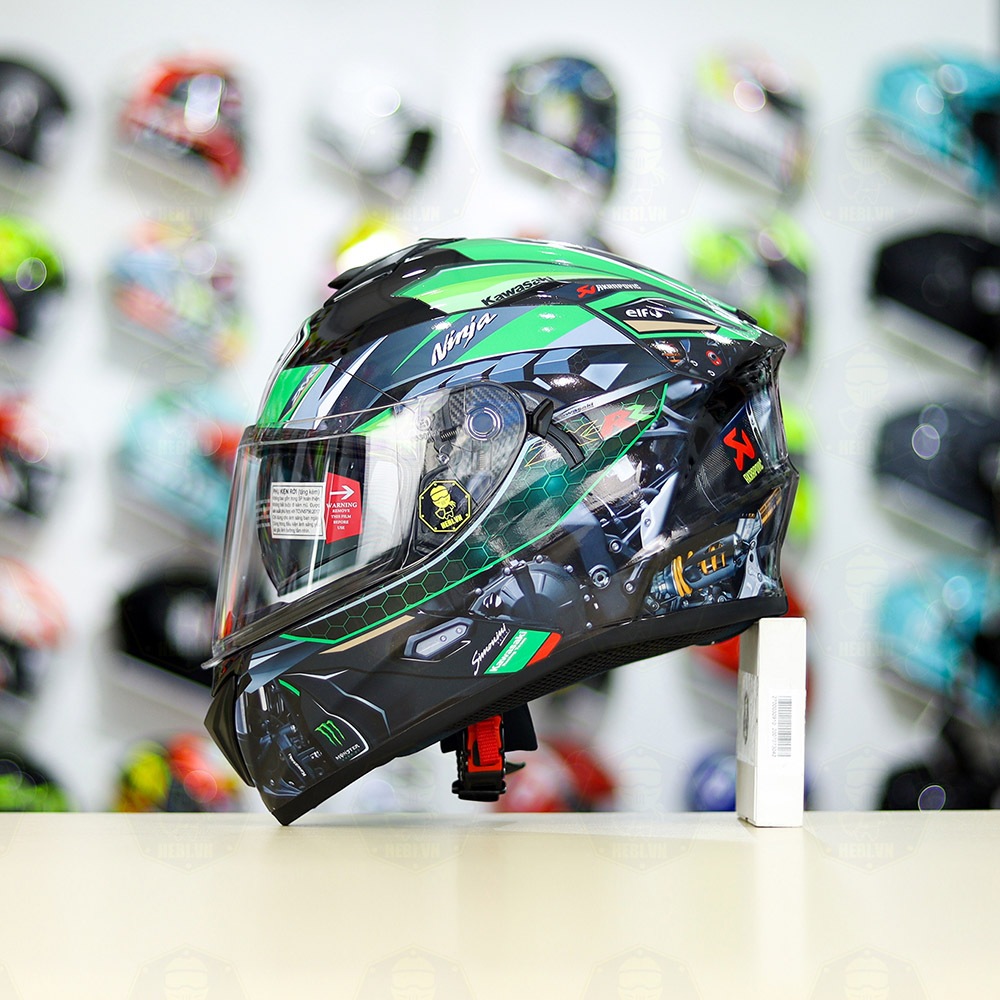 Mũ Fullface 2 kính Yohe 981 Dán Tem Decal Kawasaki