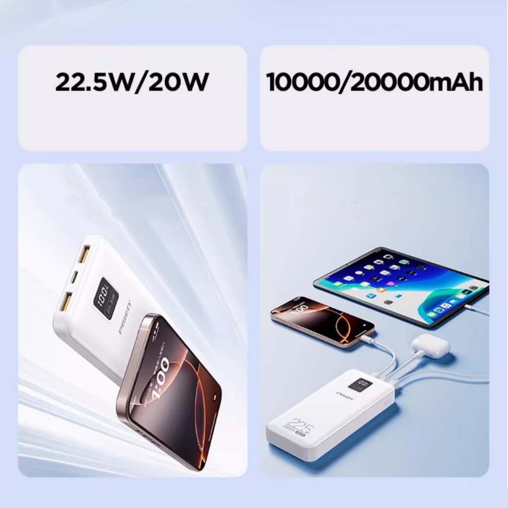 Pin Sạc Dự Phòng PISEN QUICK Power TP-D194 Hỗ Trợ Sạc Nhanh 22.5W,Dung Lượng 20000mAh(CHÍNH HÃNG)