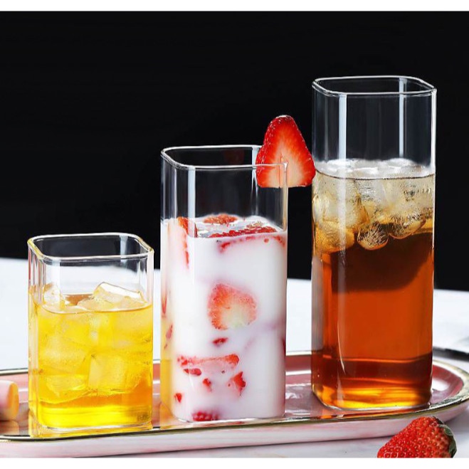 Ly thuỷ tinh vuông cao 250ml - 370ml - 500ml