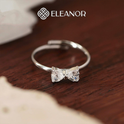 Nhẫn nữ titan Eleanor Accessories thiết kế hình nơ đính đá phụ kiện trang sức nhẫn basic 10155