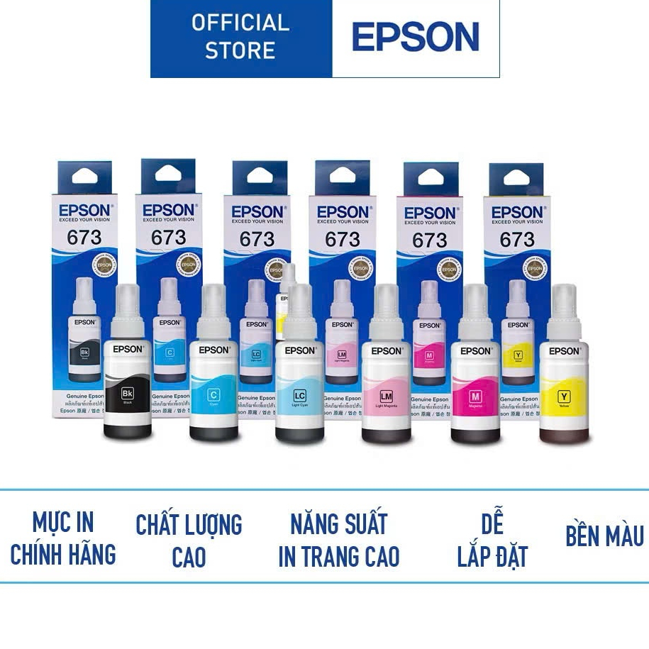 Mực In Chính Hãng Epson T673 Dùng Cho Máy L805/L850/L1800 Cung Cấp Giải Pháp In Chất Lượng Cao Rõ Nét Có hoá đơn VAT