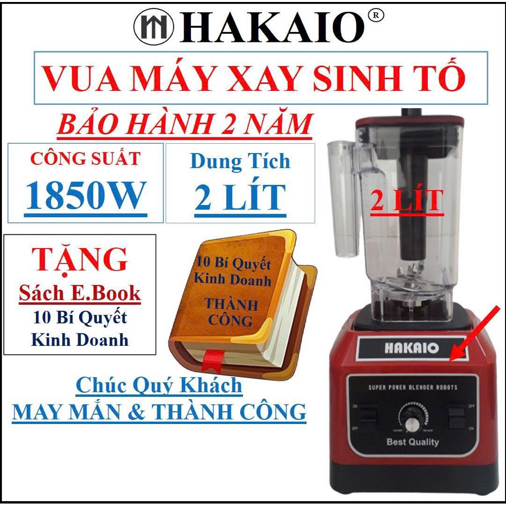 Máy Xay Sinh Tố Công Nghiệp HAKAIO 2L CAO CẤP 1850W Bảo Hành 2 Năm