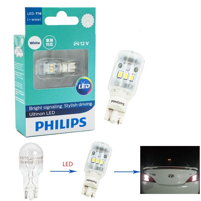 Sl: 1 bóng. Bóng đèn lùi ô tô T16, T15 Philips LED Ultinon