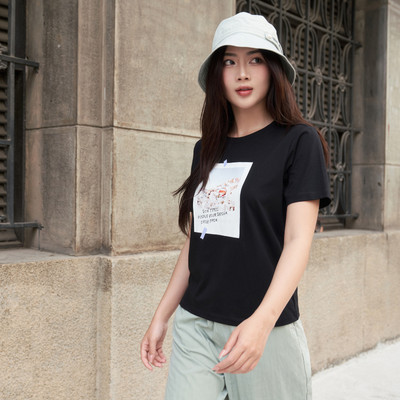 [CÒN SIZE S, M] Áo Thun Đen Nữ GenZ Trẻ Trung NINOMAXX 2503008