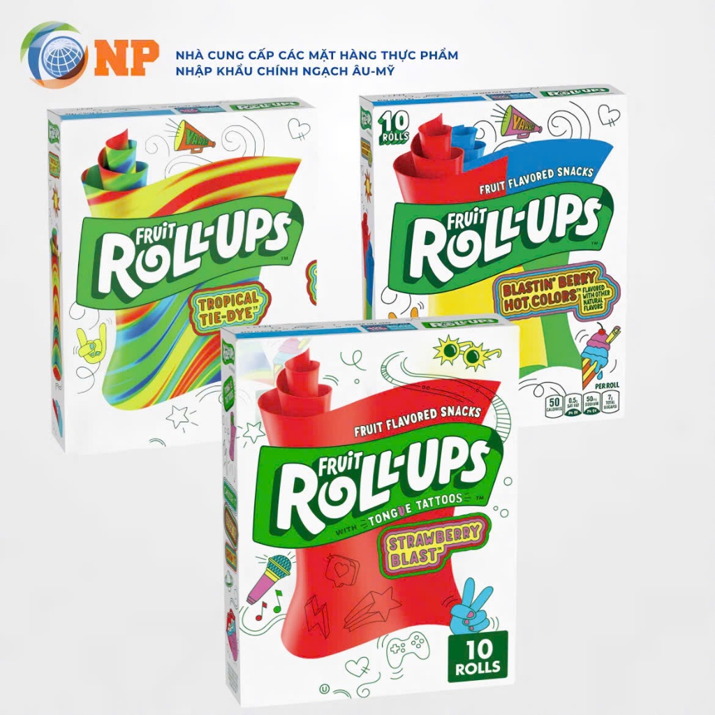 [Hàng nhập Mỹ] Kẹo dẻo cuộn trái cây Fruit ROLL-UPS 141g