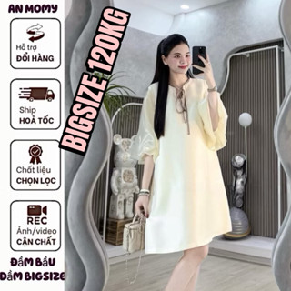 (CÓ BIGSIZE/❤️BẦU- 90kg)AM1005 Váy babydoll kem phối dây lụa cổ, bầu bí bon chen-babydoll-An Momy- Váy bầu